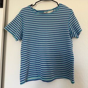 Vintage SBJ Sport Striped T-shirt Multicolor Ribbed Casual 90s y2k Top Colorful